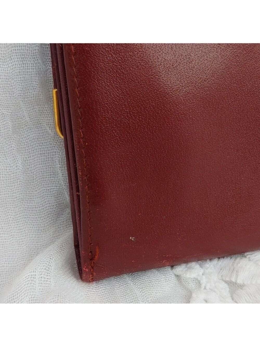 Cartier Kisslock Tri-fold Bordeaux Long Leather Wallet - Picture 8 of 17
